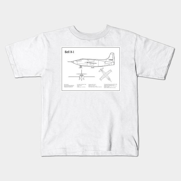 Bell X-1 - Airplane Blueprint - BD Kids T-Shirt by SPJE Illustration Photography